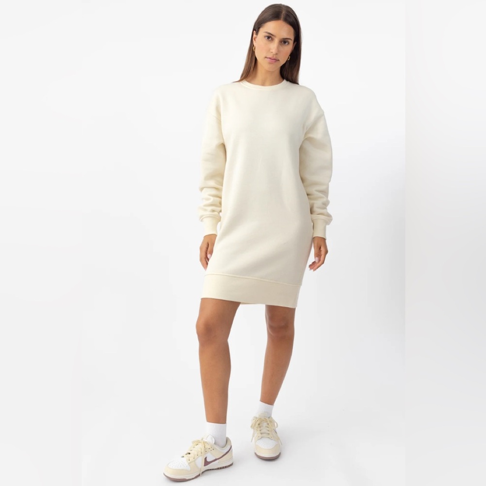 New Cozy Earth large Women's Cream Sweatshirt Dress $90 Anthropologie